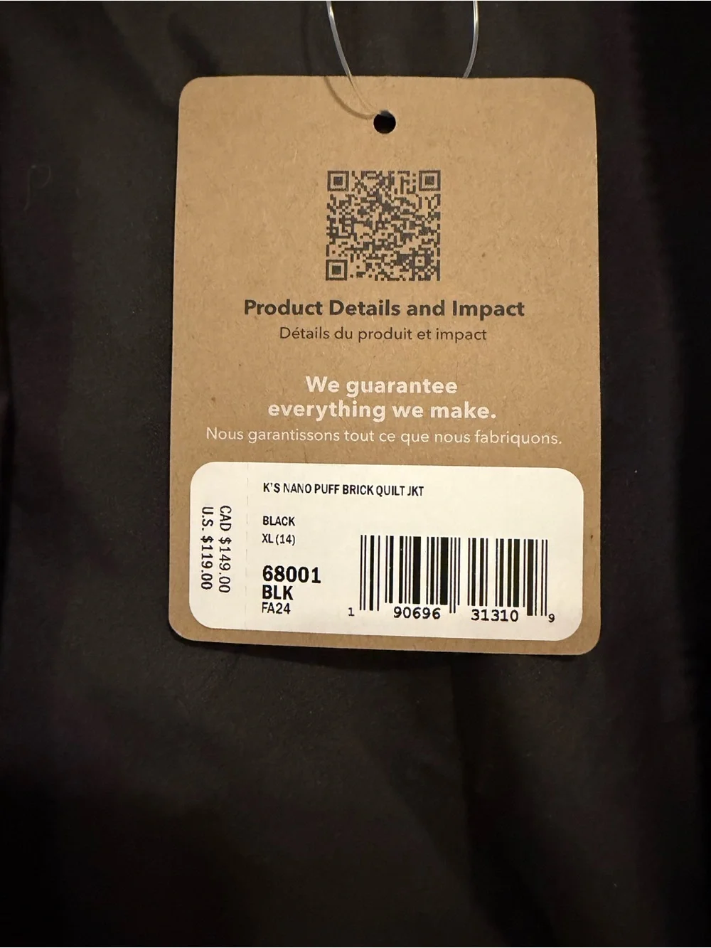 NWT Patagonia Kids Nano Puff Jacket